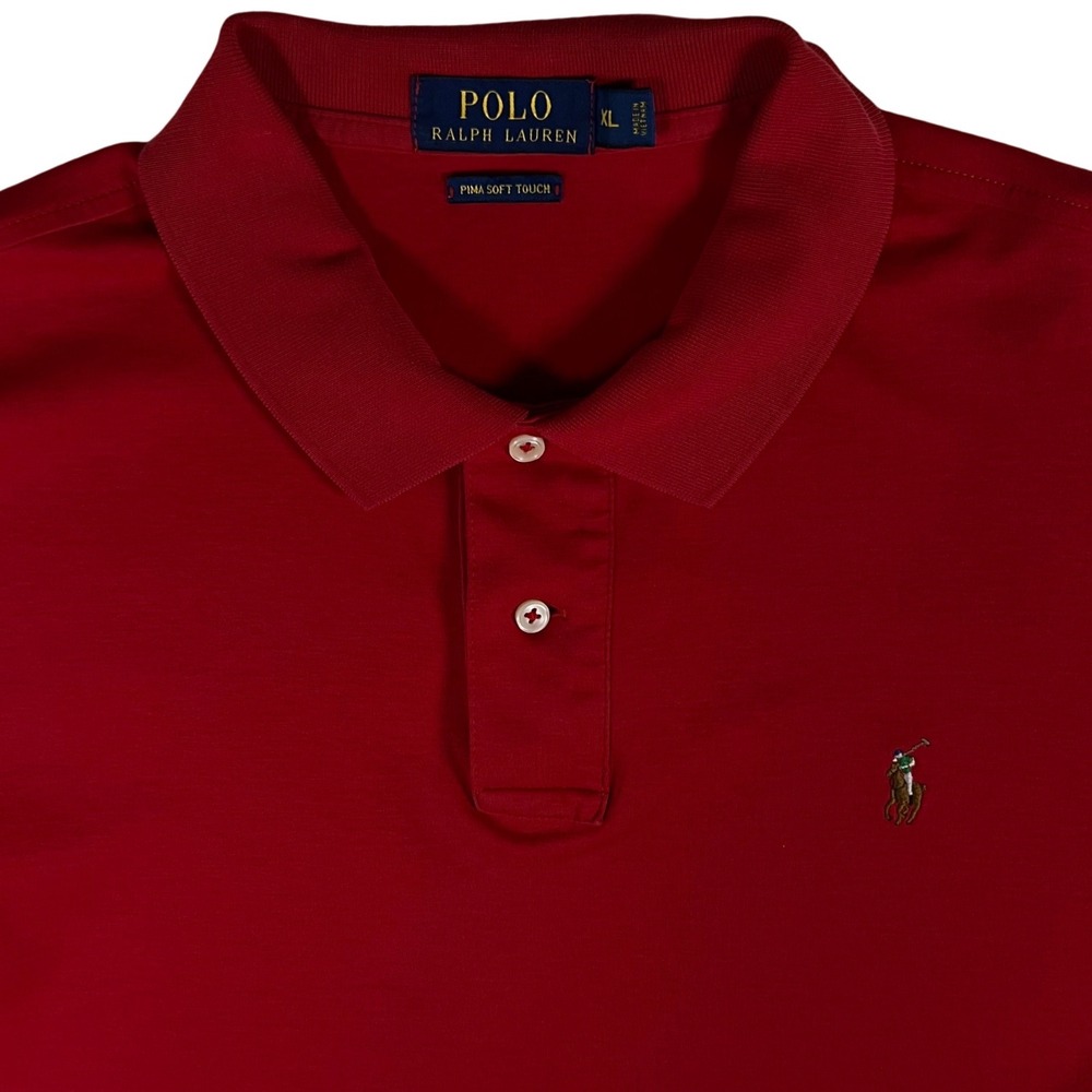 Polo Ralph Lauren Men XL Red Pima Soft Touch Short Sleeve Polo Shirt Classic Fit
